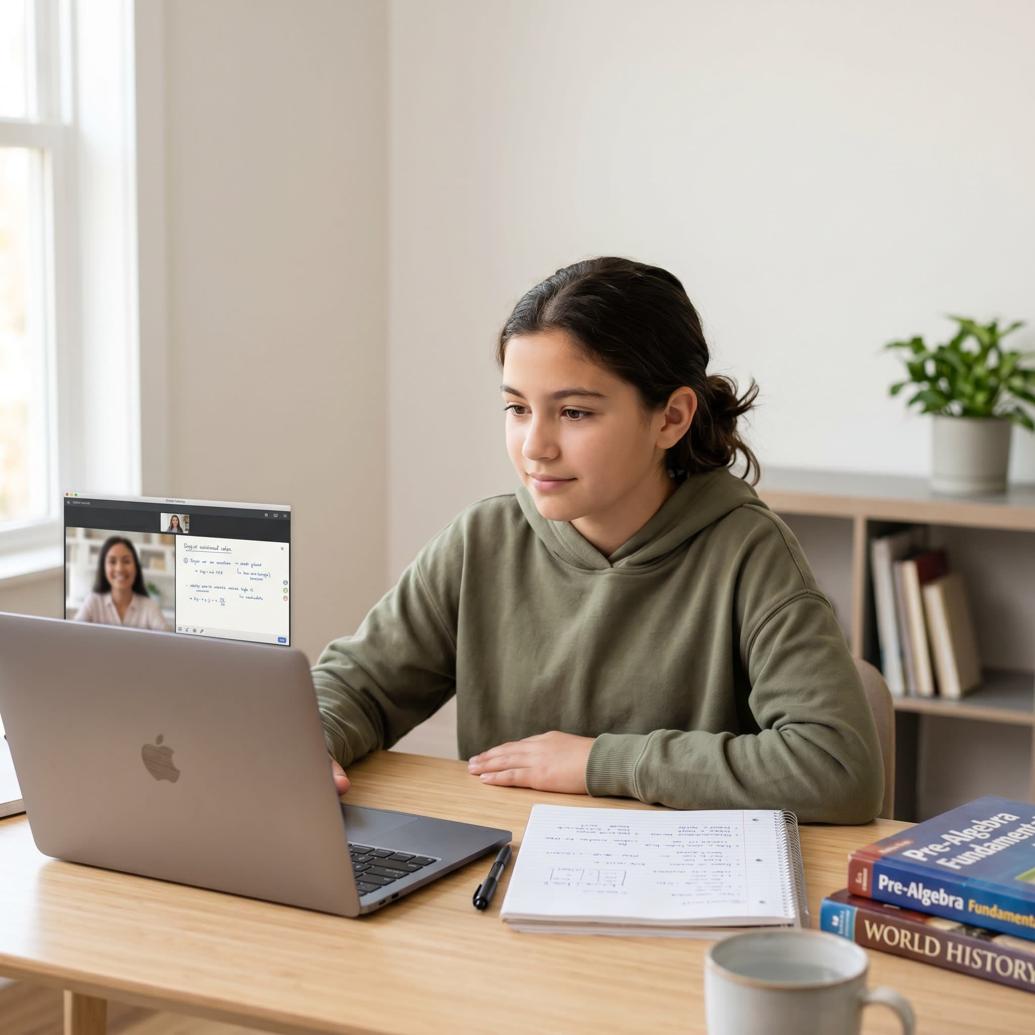Online tutor helping primary school student with NAPLAN preparation